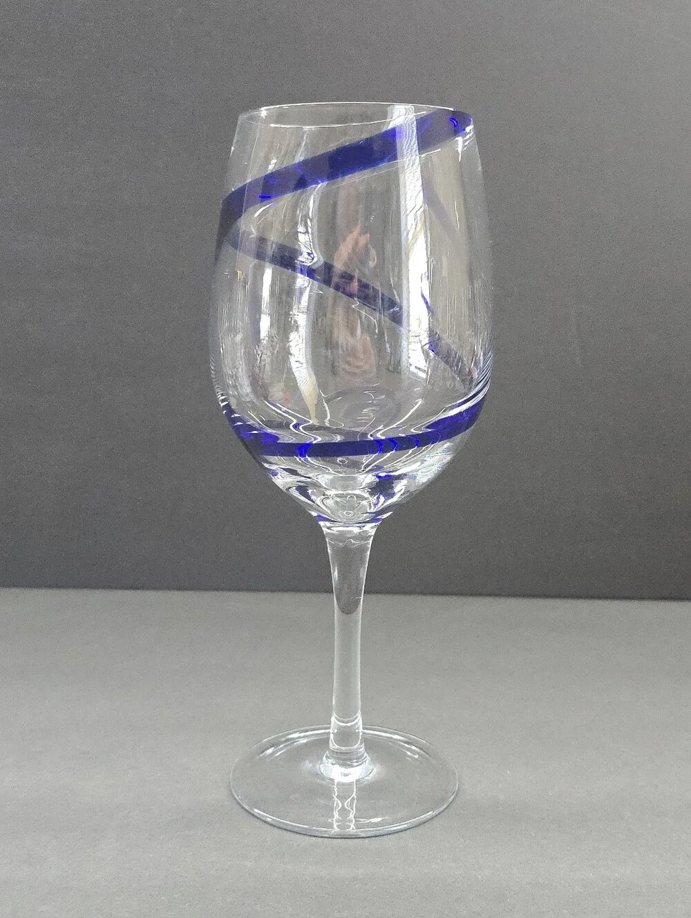 Discontinued Pier 1 Cobalt Blue Swirline Swirl Stemmed Wine Water Glasses 9”